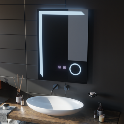 Miroir LED rectangulaire, 60x80cm, Linea Touch, système anti-buée, intensité variable