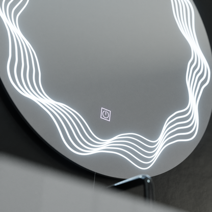 Miroir rond LED 60 cm, Flusso Touch, système anti-buée, intensité variable