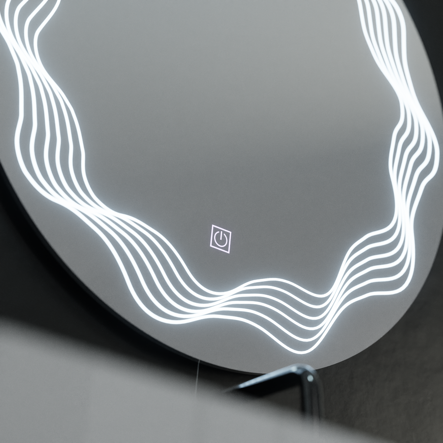 Miroir rond LED 60 cm, Flusso Touch, système anti-buée, intensité variable