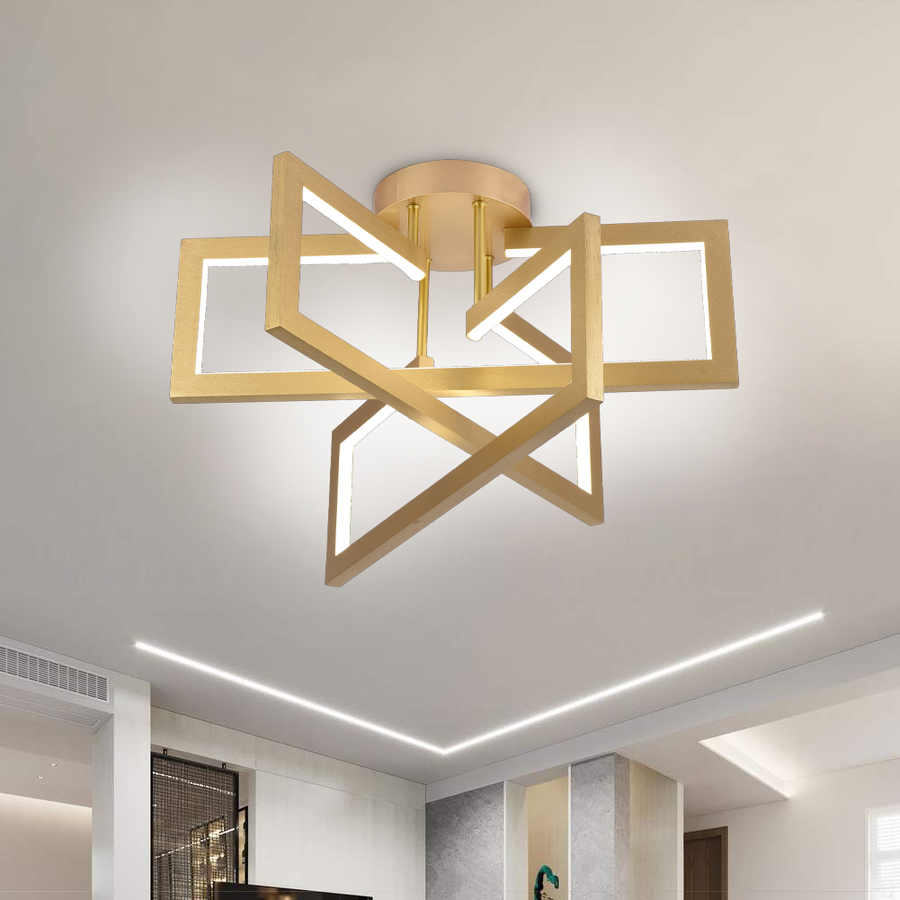 Lustre LED avec télécommande 71W, 3 Éléments, Lumière Froide/Chaude/Neutre, Dimmable, Doré