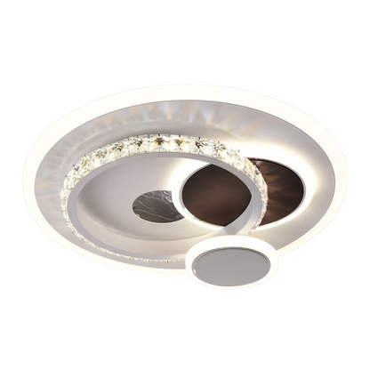 Lustre LED avec cristal HELIOX, 43W, 4 Cercles, Lumière Froid/Chaud/Neutre, Blanc