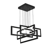 Lustre LED avec télécommande, Suspendu 96W, 4 Éléments, Lumière Froid/Chaud/Neutre, Dimmable, Hauteur réglable, Noir