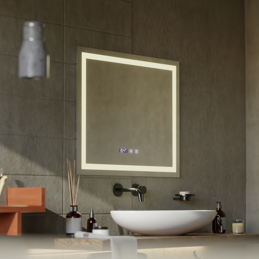 Miroir LED tactile MODENA système de désembuage, horloge et température 80x60 cm miroirs Korman S titre par défaut Alessandro Design