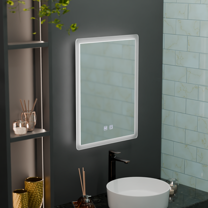 Miroir LED rectangulaire, 45x60cm, Touch VENERA, Système anti-buée, Gradable