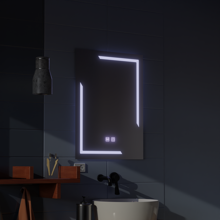 Miroir LED rectangulaire, 60x80cm, ECLISSA Touch, système anti-buée, intensité variable