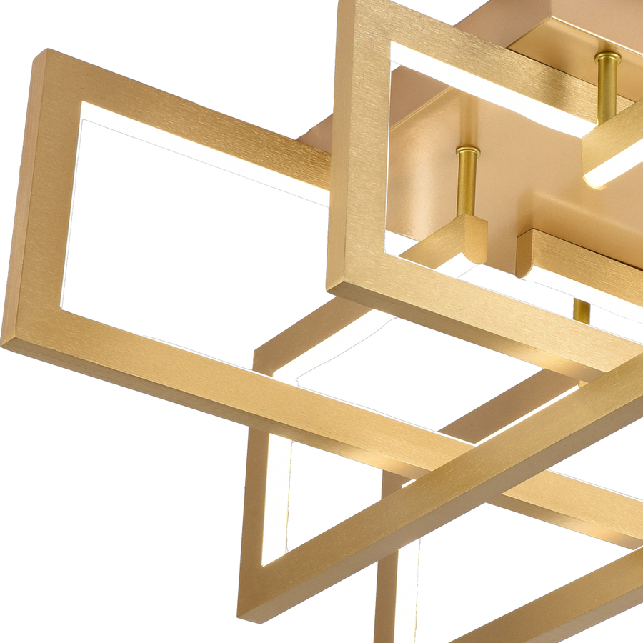 Lustre LED avec télécommande 96W, 4 Éléments, Lumière Froide/Chaude/Neutre, Dimmable, Doré