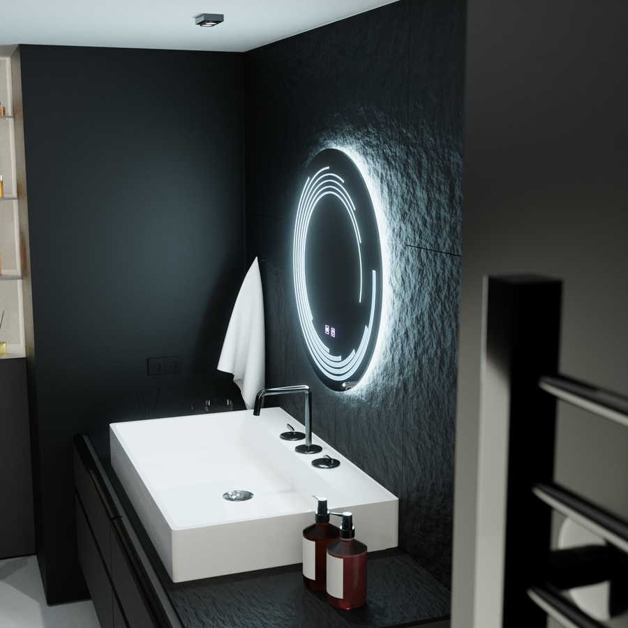 Miroir LED rond 70 cm Lira Verità Touch Système anti-buée à intensité variable