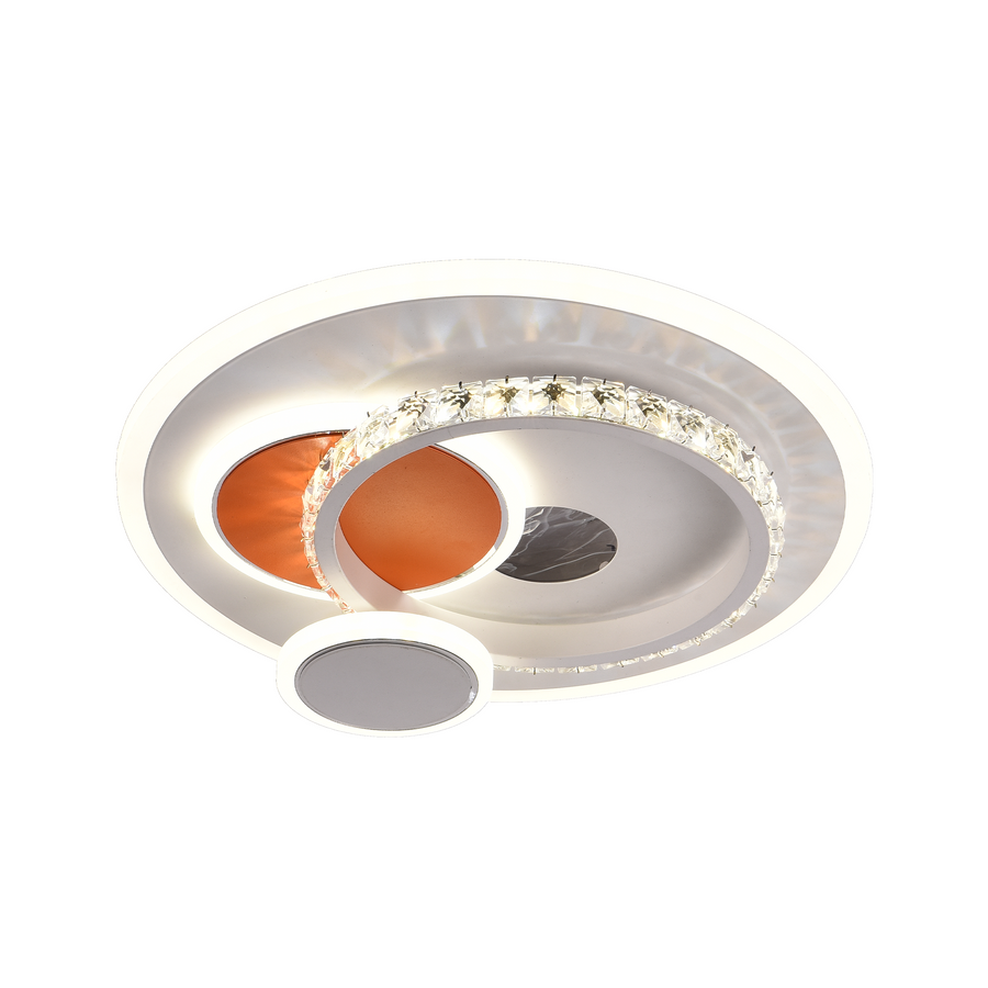 Lustre LED avec cristal HELIOX, 37W, 4 Cercles, Lumière Froid/Chaud/Neutre, Blanc