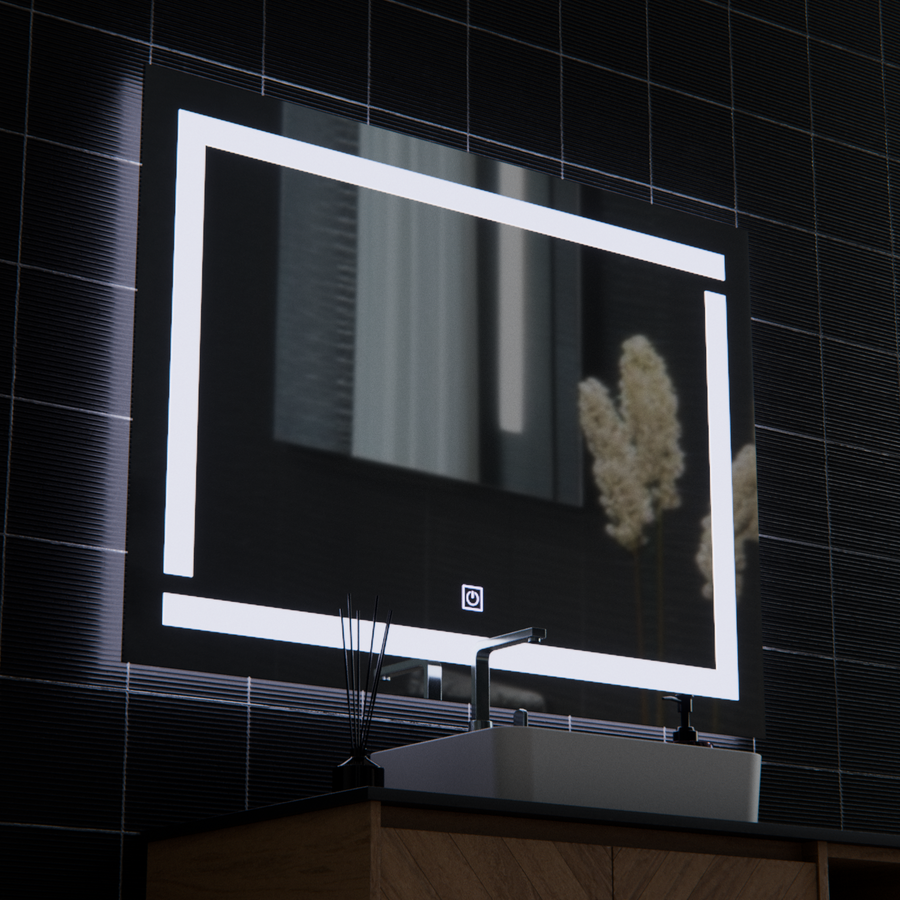 Miroir Giga LED, 80x60cm, Argent, Touch, lumière 6000K