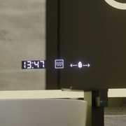 Miroir LED rectangulaire, 75x90cm, Eclat MotionGlow Marcello, système anti-buée, horloge et thermomètre, loupe cosmétique, variable