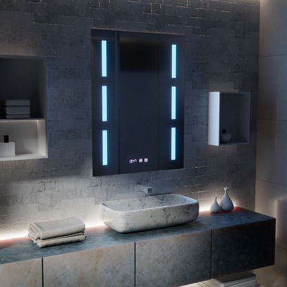 Miroir LED Touch Erich S86/60X80 Système anti-buée, horloge et température 60x80 cm