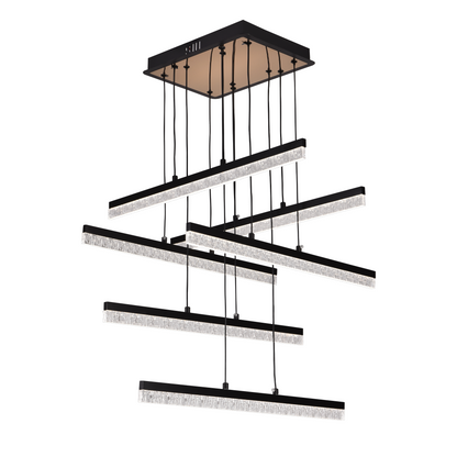 Lustre LED suspendu en acrylique LT181/6BK, 82W, lumière 3000/4000/6000K, noir, hauteur réglable