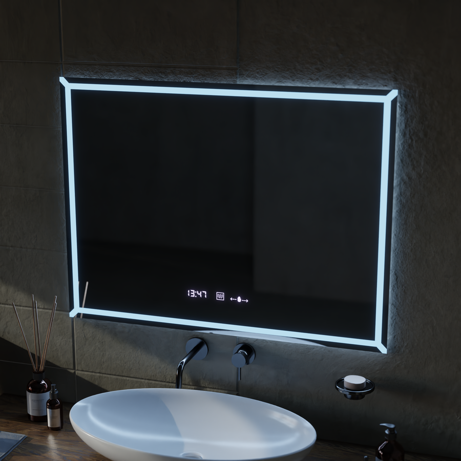 Miroir LED rectangulaire, 80x60cm, VillayTouch Marcello, système anti-buée, intensité variable