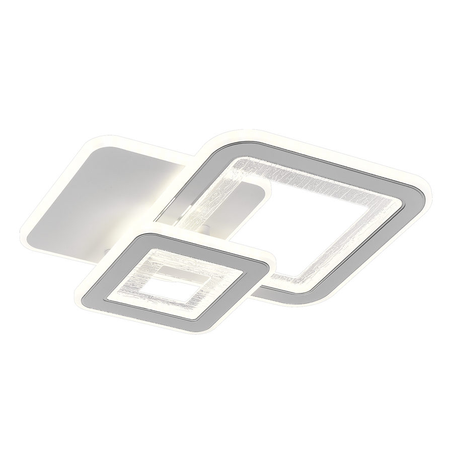 Lustre LED SQUARE 57W, 3 Carrés, Lumière Froid/Chaud/Neutre, Blanc