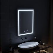 Miroir LED MODENA Touch Système anti-buée, Horloge et Température 60x80 cm