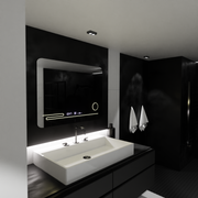 Miroir LED rectangulaire, 80x60 cm, Harmonie MotionGlow Marcello, système anti-buée, thermomètre et horloge, loupe cosmétique, intensité variable