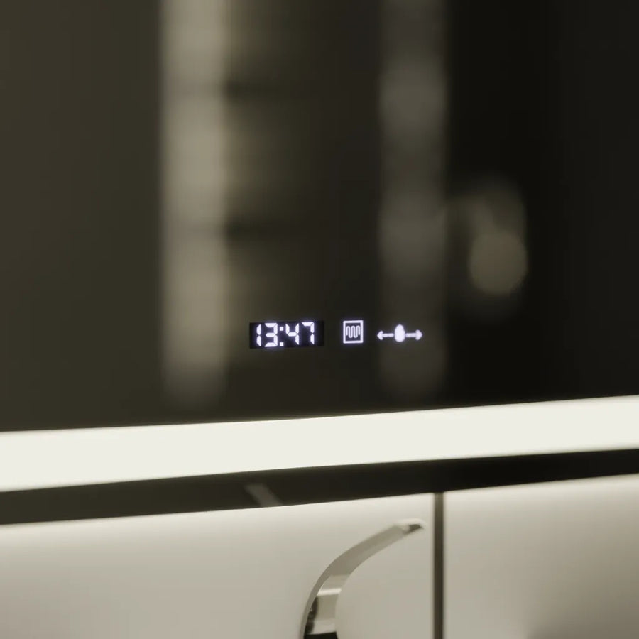 Miroir LED rectangulaire, 100x75cm, Verite MotionGlow Marcello, système anti-buée, horloge et thermomètre, intensité variable