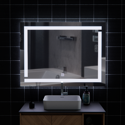 Miroir Giga LED, 80x60cm, Argent, Touch, lumière 6000K