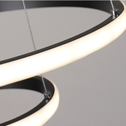 Lustre suspendu LED RICCI 48W, 3 Cercles, Lumière Froid/Chaud/Neutre, Noir, Hauteur réglable