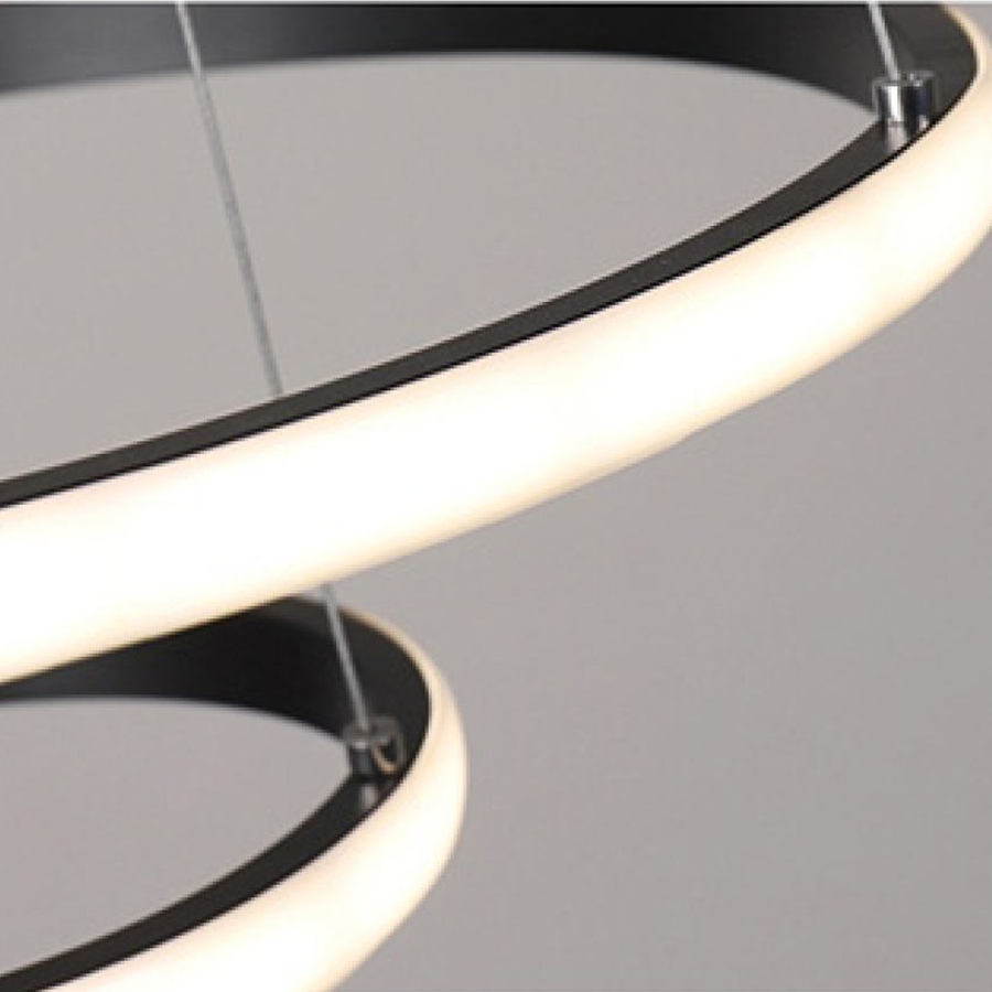 Lustre suspendu LED RICCI 48W, 3 Cercles, Lumière Froid/Chaud/Neutre, Noir, Hauteur réglable