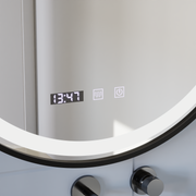 Miroir LED Tactile NOVARA Système Désembuage, Horloge et Température 50 cm Cadre Noir Brossé