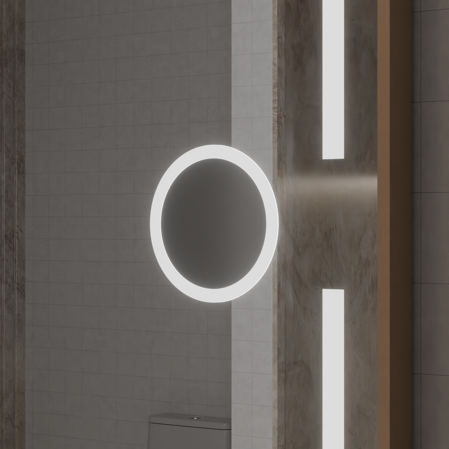 Miroir LED MotionGlow Capteur Sofia avec fonction anti-buée Thermomètre Horloge 110x65 cm Lumière Chaude/Froide/Neutre Intensité Variable, Cadre Or Rose, Collection Marcello Funghi