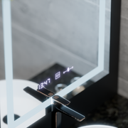 Miroir LED rectangulaire, 60x80 cm, Verite MotionGlow Marcello, système anti-buée, horloge et thermomètre, intensité variable