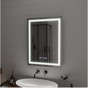 Miroir LED MODENA Touch Système anti-buée, Horloge et Température 60x80 cm