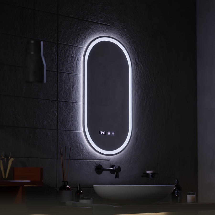 ONIRA Miroir Tactile LED Système de Désembuage, Horloge et Température 50x80 cm