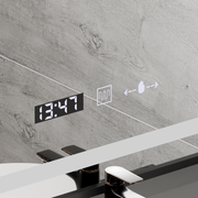 Miroir LED rectangulaire, 60x80 cm, Verite Majeste Noir Motion Glow Marcello, système anti-buée, horloge et thermomètre, intensité variable