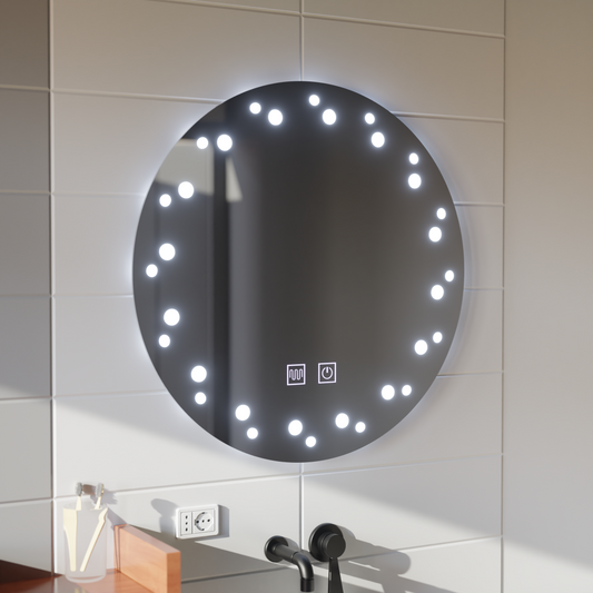 Miroir LED Touch Ivory, système anti-buée, diamètre 60 cm, lumière froide 6000K