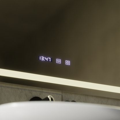 Miroir LED tactile MODENA système de désembuage, horloge et température 80x60 cm miroirs Korman S titre par défaut Alessandro Design