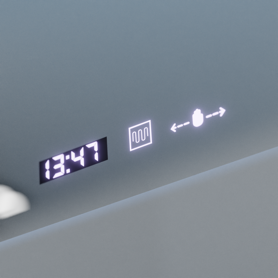 Miroir LED rectangulaire, 100x65 cm, Verite Royale Gold Motion Glow Marcello, système anti-buée, horloge et thermomètre, intensité variable