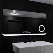 Miroir LED rectangulaire, 80x60 cm, Definition MotionGlow Marcello, système anti-buée, horloge et thermomètre, loupe cosmétique, intensité variable