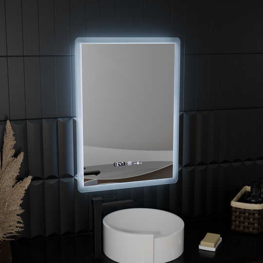 Miroir LED rectangulaire, 50x70cm, capteur ELANCEE MotionGlow Marcello, système anti-buée, horloge et thermomètre, miroirs à intensité variable Marcello Default Title Alessandro Design