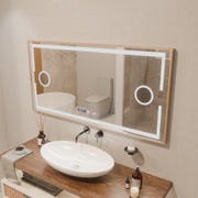 Miroir LED MotionGlow Capteur Sofia avec fonction anti-buée Thermomètre Horloge 110x65 cm Lumière Chaude/Froide/Neutre Intensité Variable, Cadre Or Rose, Collection Marcello Funghi