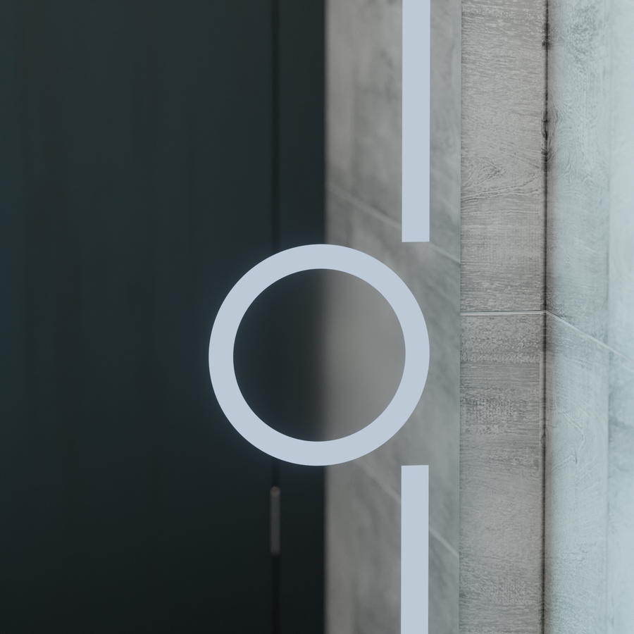 Miroir LED rectangulaire, 75x90cm, Eclat MotionGlow Marcello, système anti-buée, horloge et thermomètre, loupe cosmétique, variable