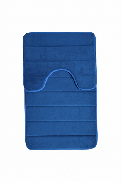 Lot de 3 tapis de bain, 50x40 cm, bleu, antidérapant