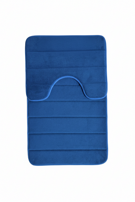 Lot de 3 tapis de bain, 50x40 cm, bleu, antidérapant