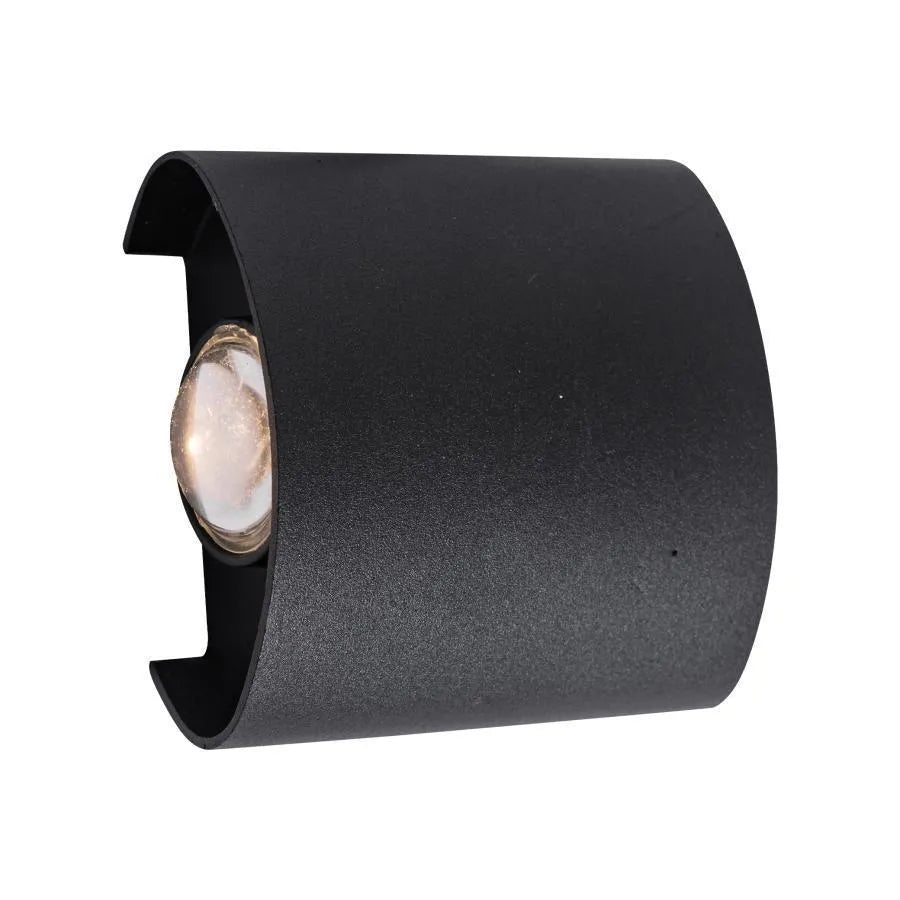 Applique murale LED Fantas extérieur et intérieur, 2 sources x 1W, IP65, métallique, noir, 3000K