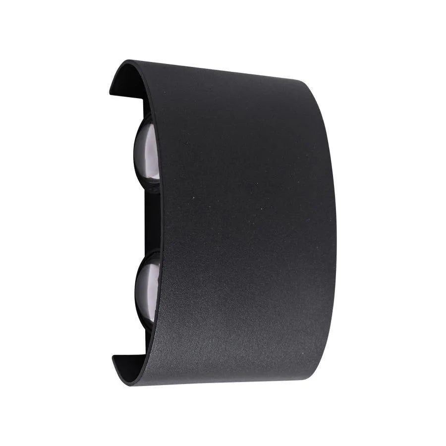 Applique murale LED extérieure et intérieure, 4 Sources x 1W, IP65, ABS, Noir, 3000K