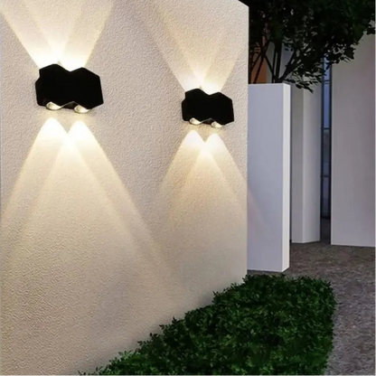 Applique murale LED extérieure et intérieure, 4 Sources x 1W, IP65, ABS, Noir, 3000K