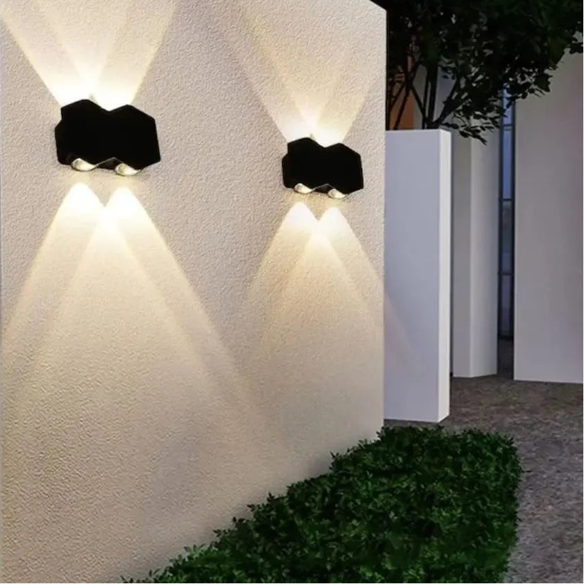 Applique murale LED extérieure et intérieure, 4 Sources x 1W, IP65, ABS, Noir, 3000K