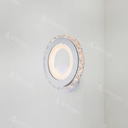 Applique LED Borandis 16W, Blanc avec Chrome, Acrylique et Cristal, Lumière Froide/Chaude/Neutre