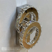 JEFFERSON Lustre LED en cristal 32W, 2 Cercles, Lumière Froide/Chaude/Neutre, Chrome Brillant