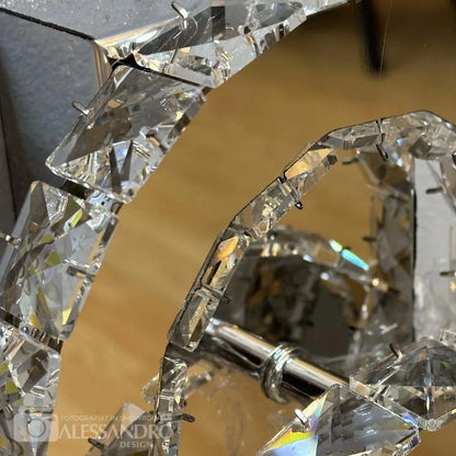 JEFFERSON Lustre LED en cristal 32W, 2 Cercles, Lumière Froide/Chaude/Neutre, Chrome Brillant