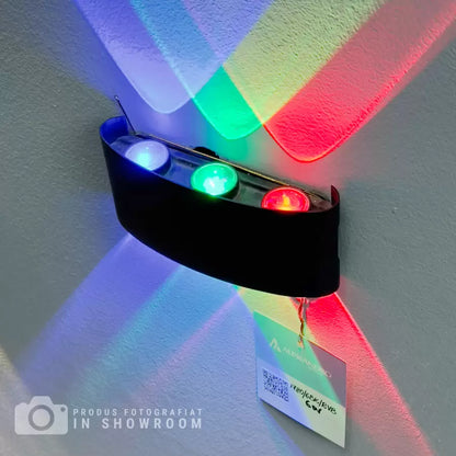 Fantas Aplica LED RGB Intérieur/Extérieur, 6 Sources x 1W, IP65, Noir, 3000K