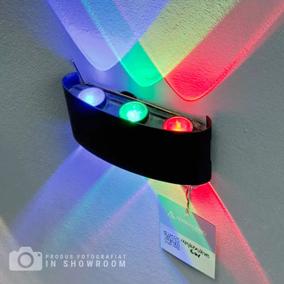 Fantas Aplica LED RGB Intérieur/Extérieur, 6 Sources x 1W, IP65, Noir, 3000K