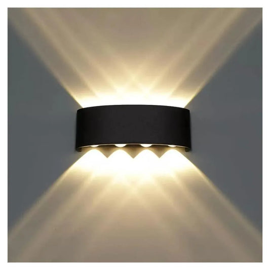 Applique LED Fantas Extérieure et Intérieure, 8 Sources x 1W, IP65, Métallique, Noir, 3000K