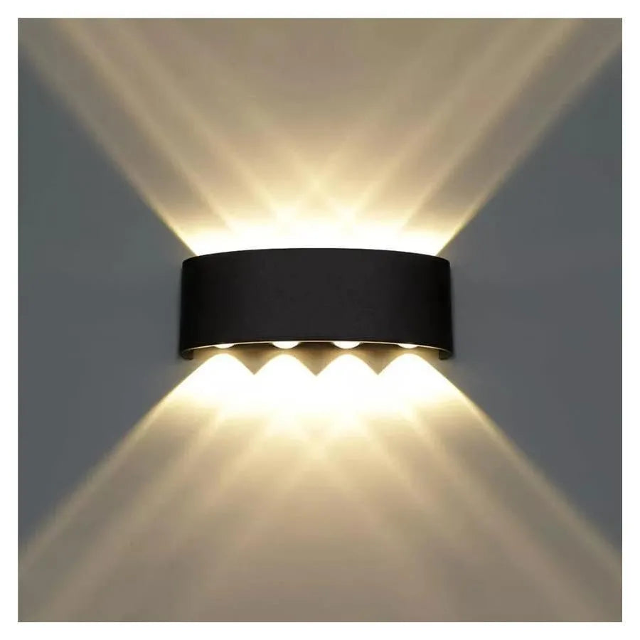 Applique LED Fantas Extérieure et Intérieure, 8 Sources x 1W, IP65, Métallique, Noir, 3000K